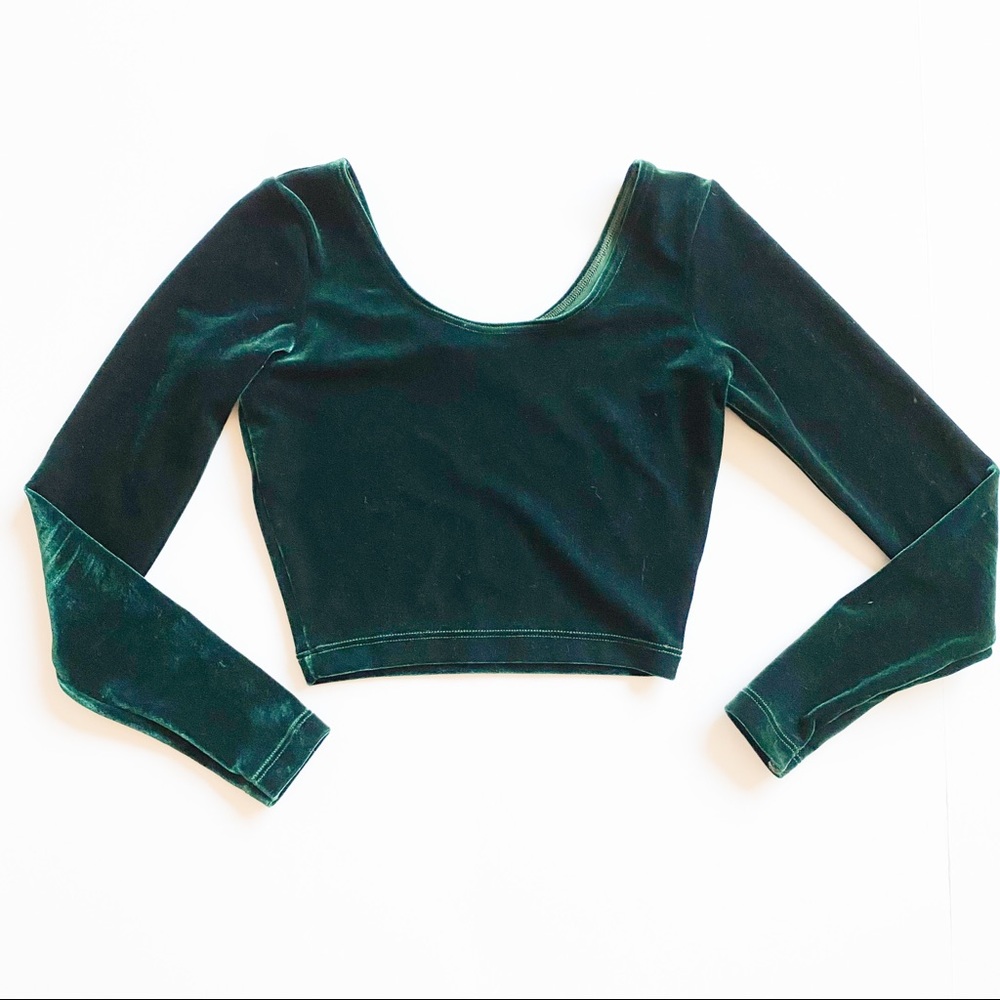 American Apparel off the shoulder velvet crop top